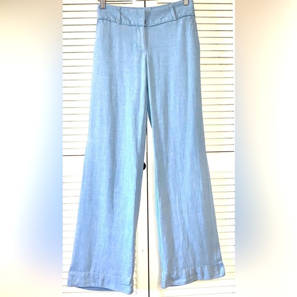 Linen wide leg Trousers Pants light blue Women’s size 2 - Picture 1 of 8